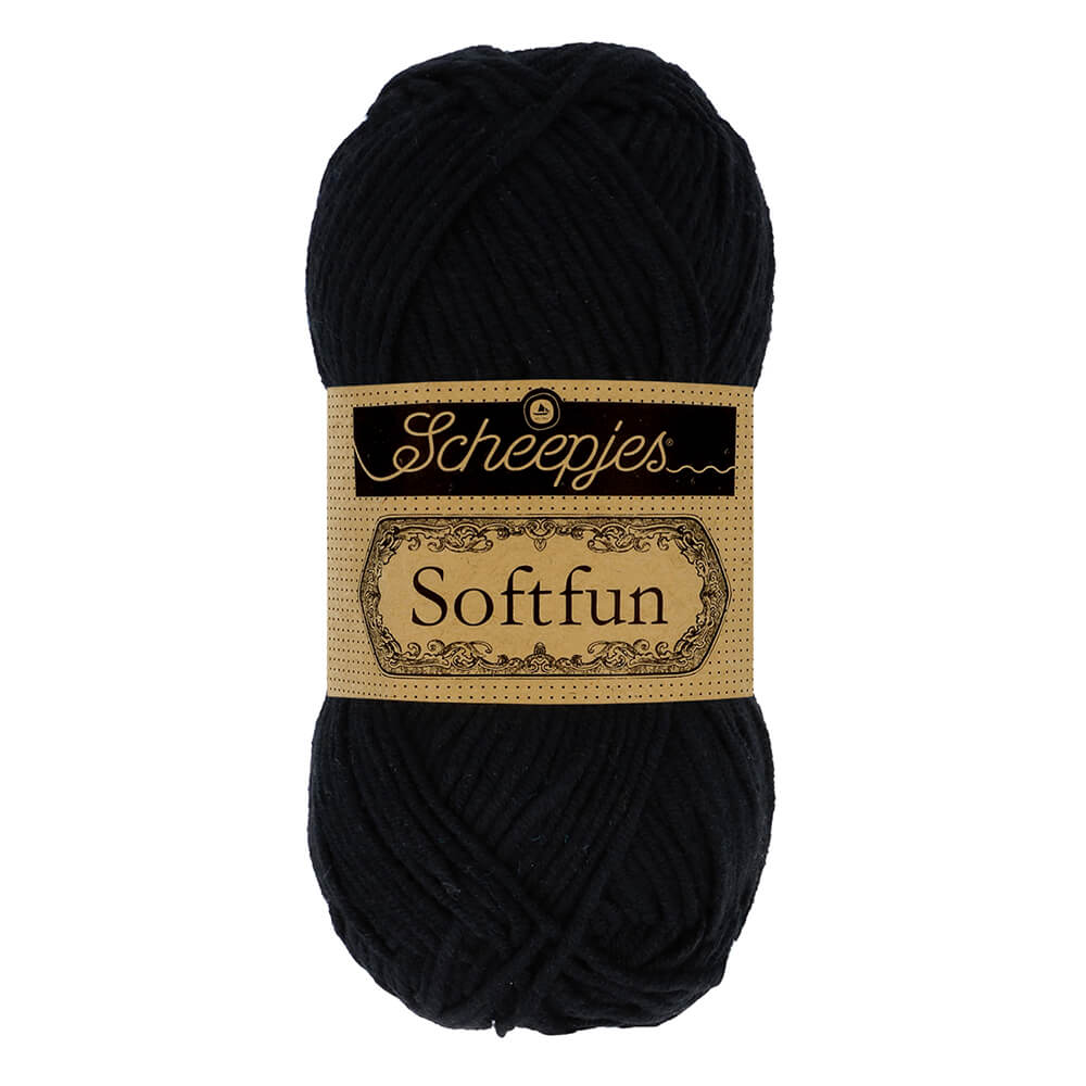 Scheepjes Softfun - Black - Nitti Yarns - Amigurumi - Crochet - Knitting - Cotton Acrylic Yarn - 8 Ply - NZ