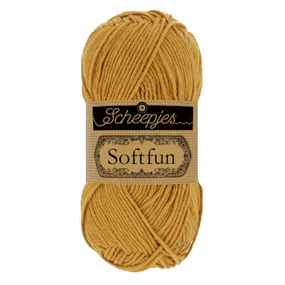 Scheepjes Softfun - Mustard - Nitti Yarns - Amigurumi - Crochet - Knitting - Cotton Acrylic Yarn - 8 Ply - NZ